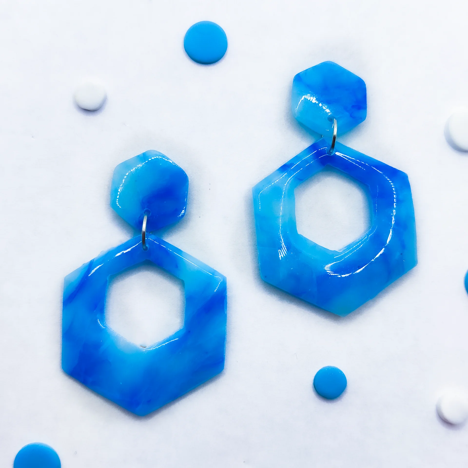 Pendientes marmol azul colgantes