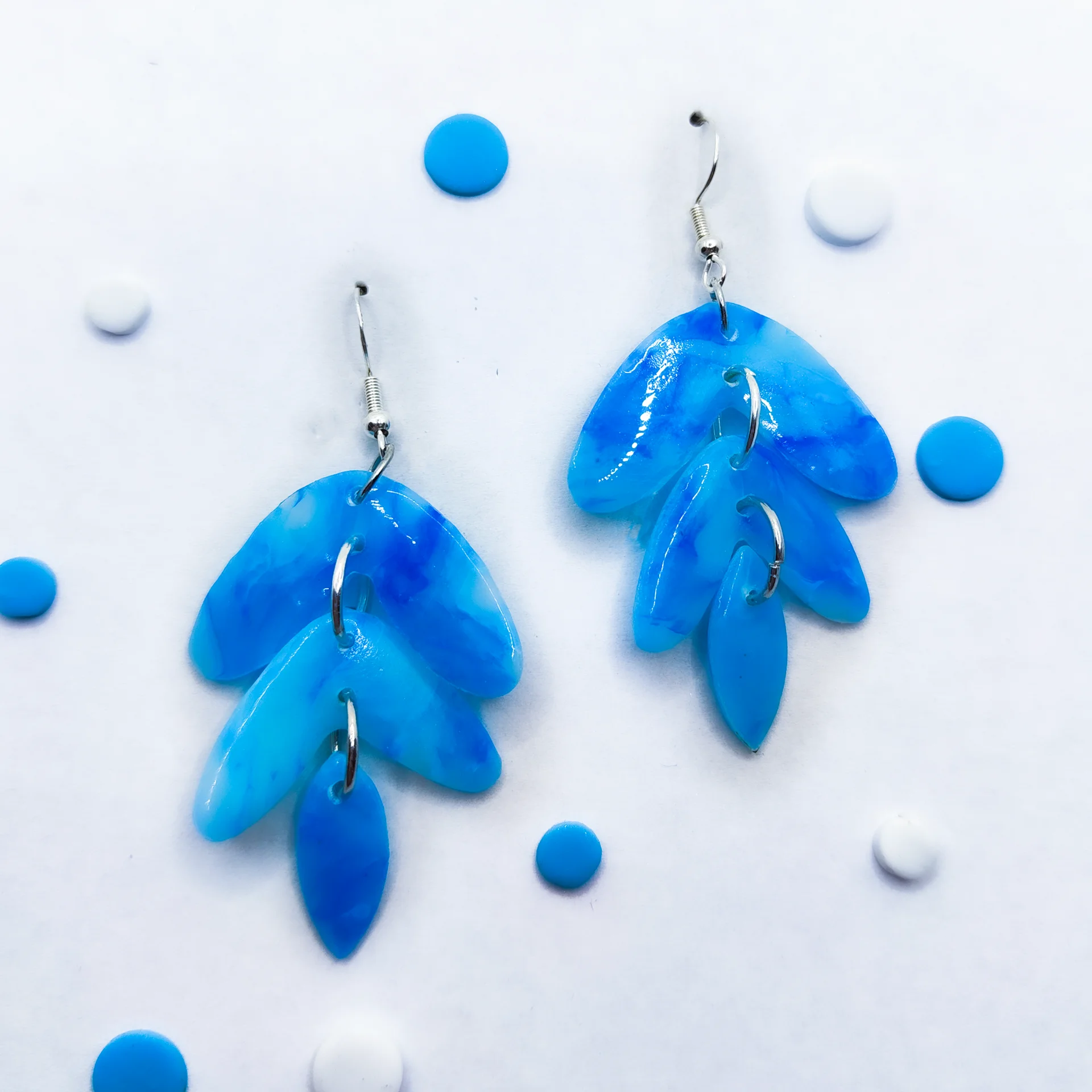 Pendientes marmol azul colgantes