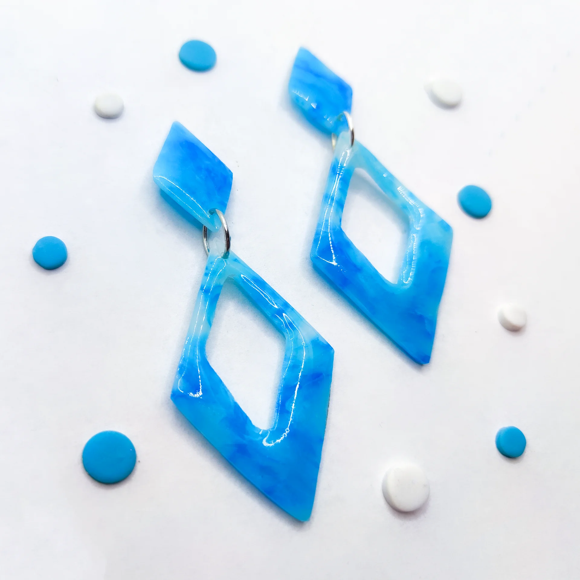 Pendientes marmol azul colgantes