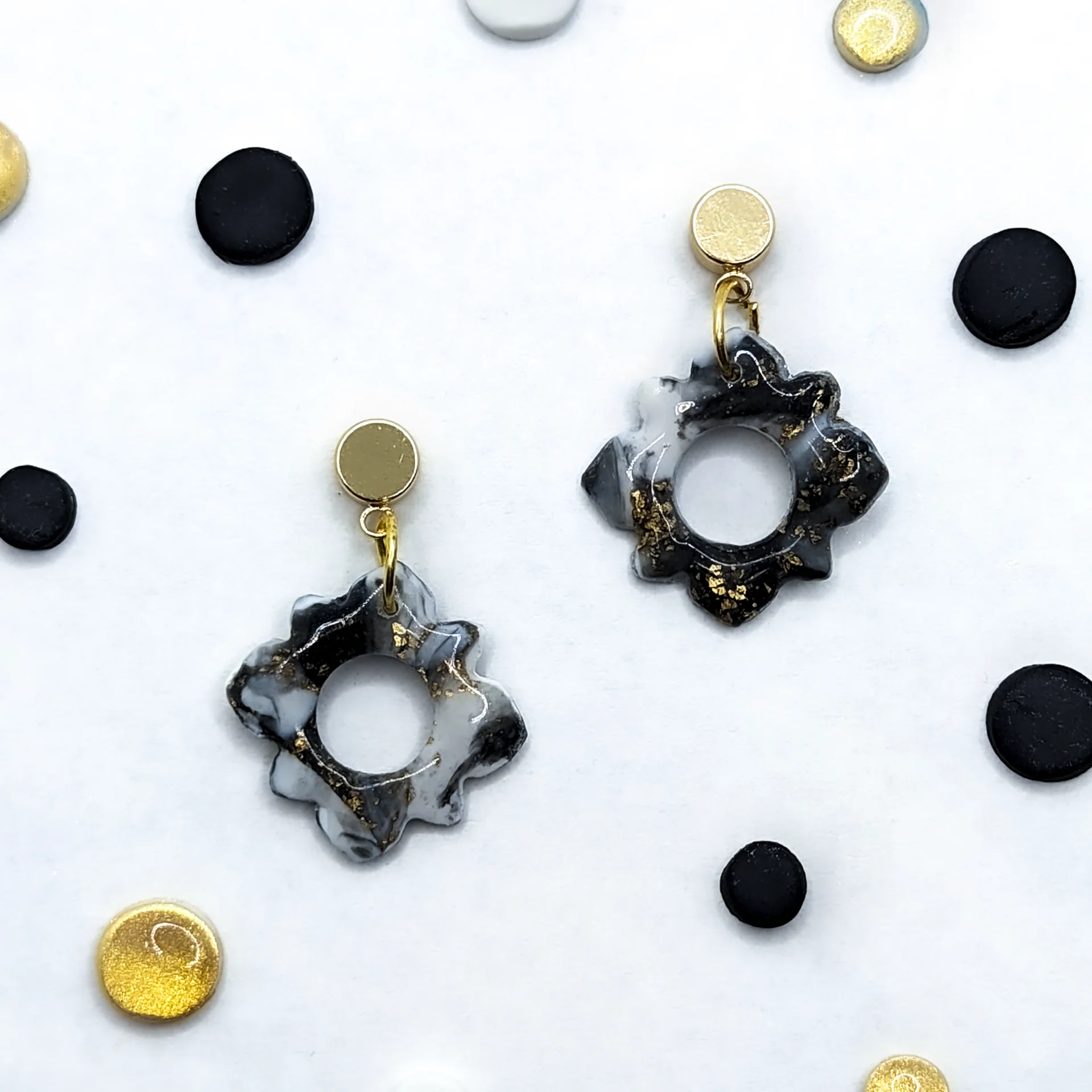 Pendientes colgantes marmol negro