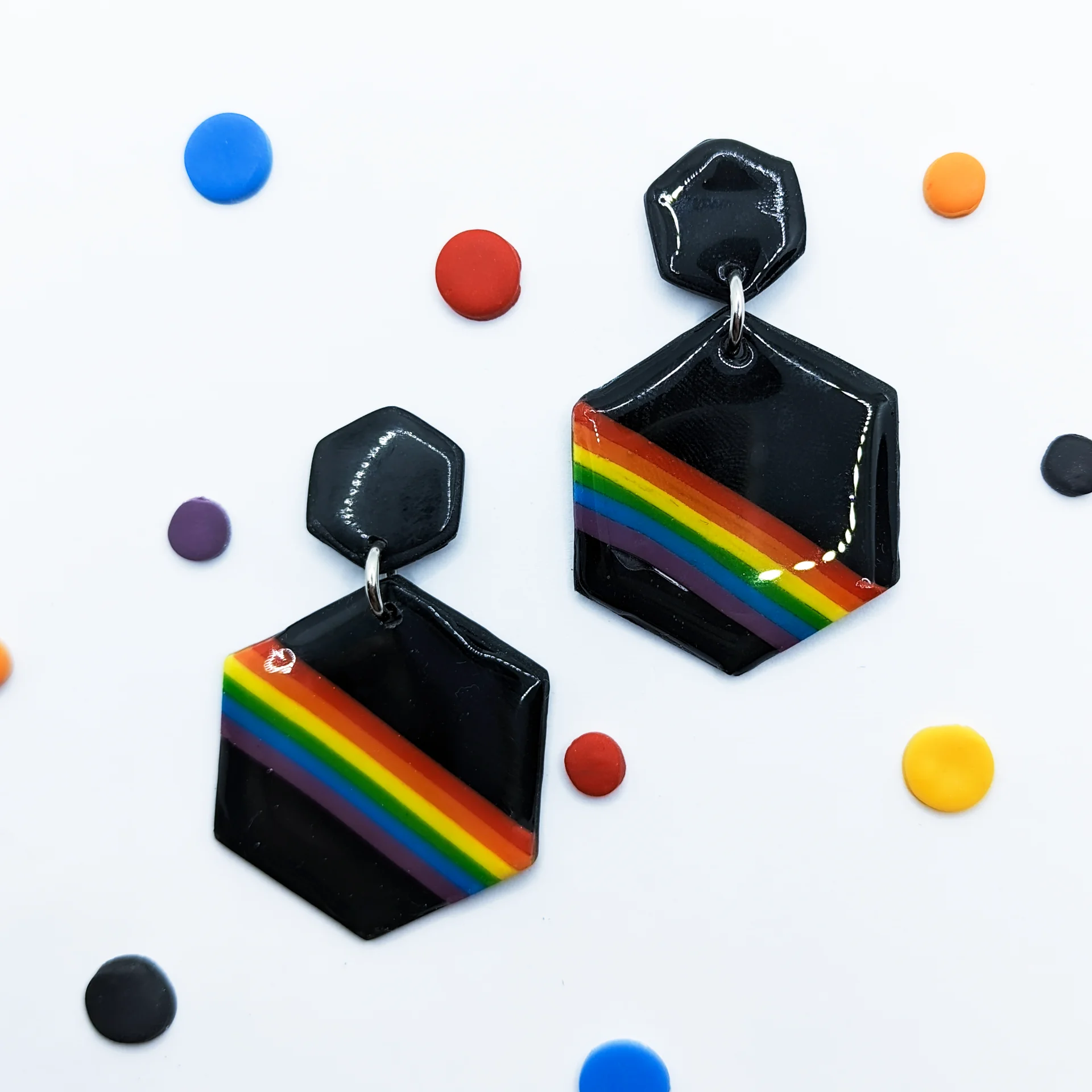 Pendientes Orgullo hexagono negros