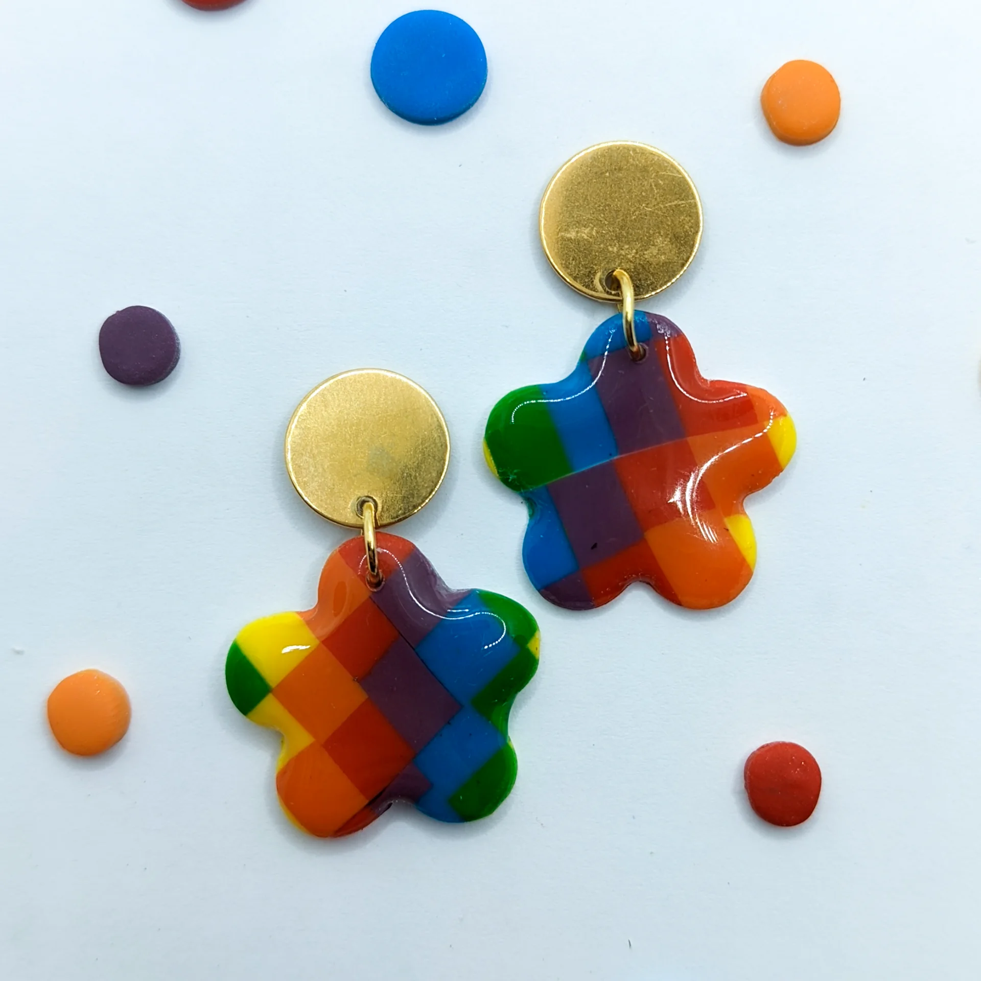 Pendientes flor cuadrados